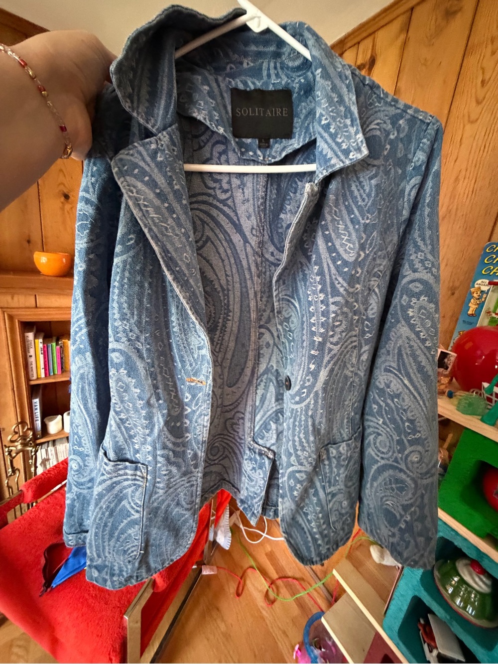 Solitaire Blue Paisley Denim Jacket